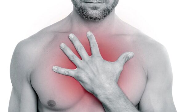 Chest pain during thoracic osteochondrosis